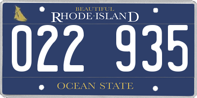 RI license plate 022935