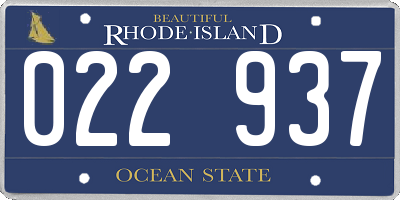 RI license plate 022937