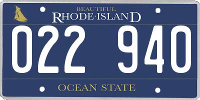 RI license plate 022940