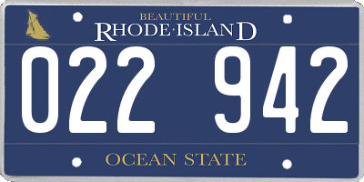 RI license plate 022942