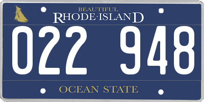 RI license plate 022948