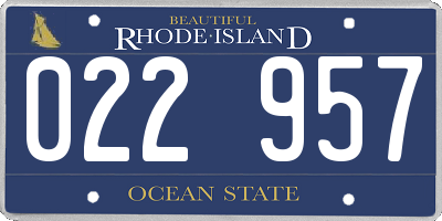 RI license plate 022957