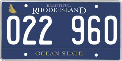 RI license plate 022960