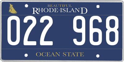 RI license plate 022968