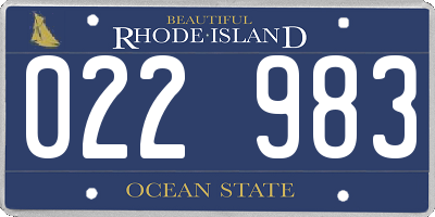 RI license plate 022983