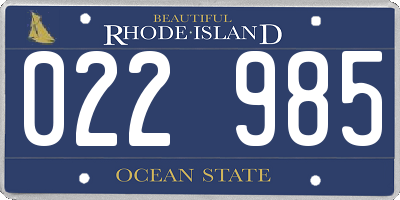 RI license plate 022985