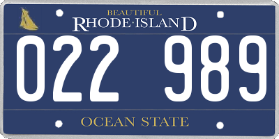 RI license plate 022989