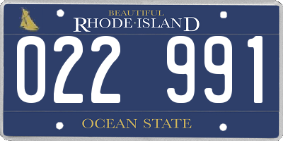 RI license plate 022991