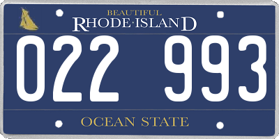 RI license plate 022993