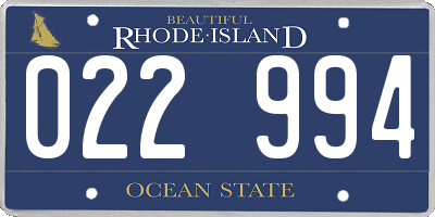 RI license plate 022994