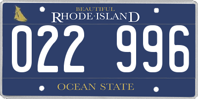 RI license plate 022996