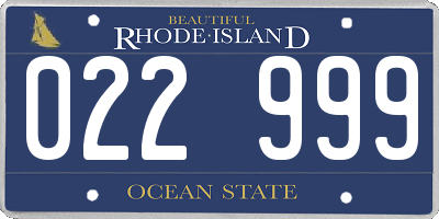 RI license plate 022999