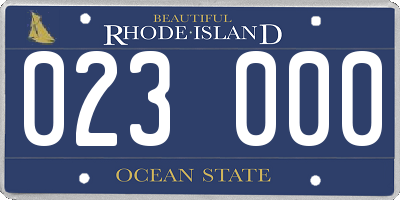 RI license plate 023000