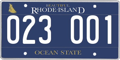 RI license plate 023001