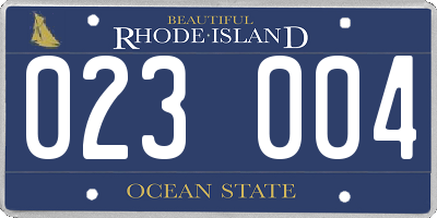 RI license plate 023004