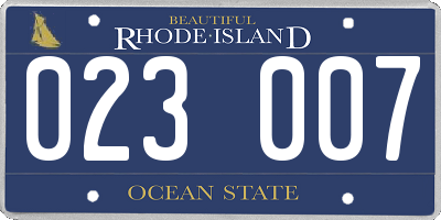 RI license plate 023007