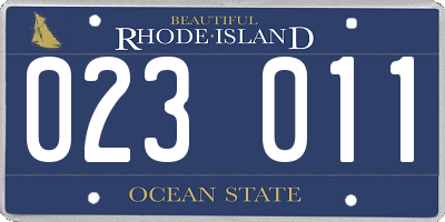 RI license plate 023011