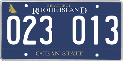 RI license plate 023013