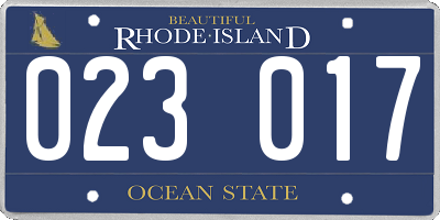 RI license plate 023017