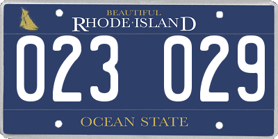 RI license plate 023029