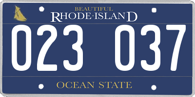 RI license plate 023037