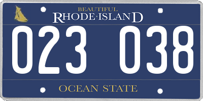 RI license plate 023038