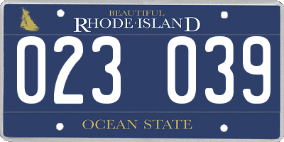 RI license plate 023039