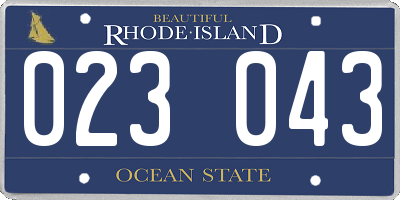 RI license plate 023043