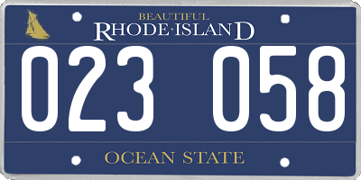 RI license plate 023058
