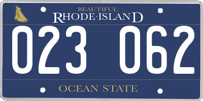 RI license plate 023062