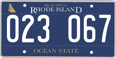 RI license plate 023067