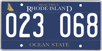 RI license plate 023068