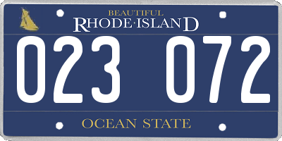 RI license plate 023072