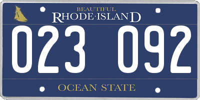 RI license plate 023092