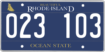 RI license plate 023103