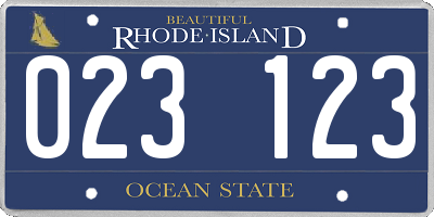 RI license plate 023123