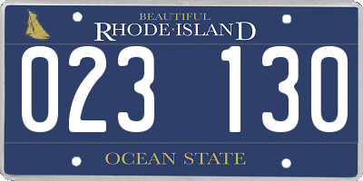 RI license plate 023130