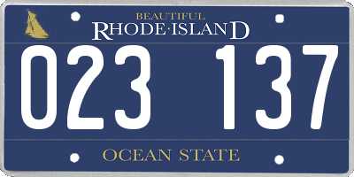 RI license plate 023137