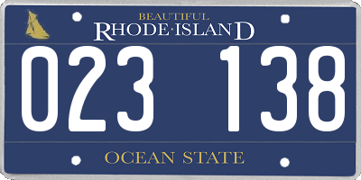 RI license plate 023138