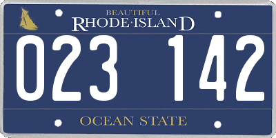 RI license plate 023142