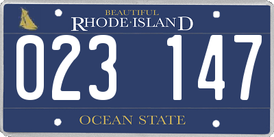 RI license plate 023147