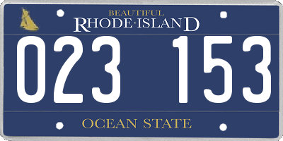RI license plate 023153
