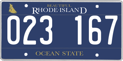 RI license plate 023167