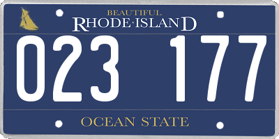 RI license plate 023177