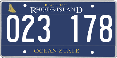 RI license plate 023178