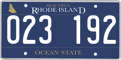 RI license plate 023192