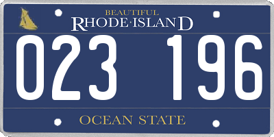 RI license plate 023196