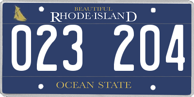 RI license plate 023204