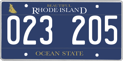 RI license plate 023205