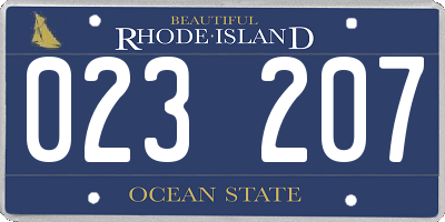 RI license plate 023207